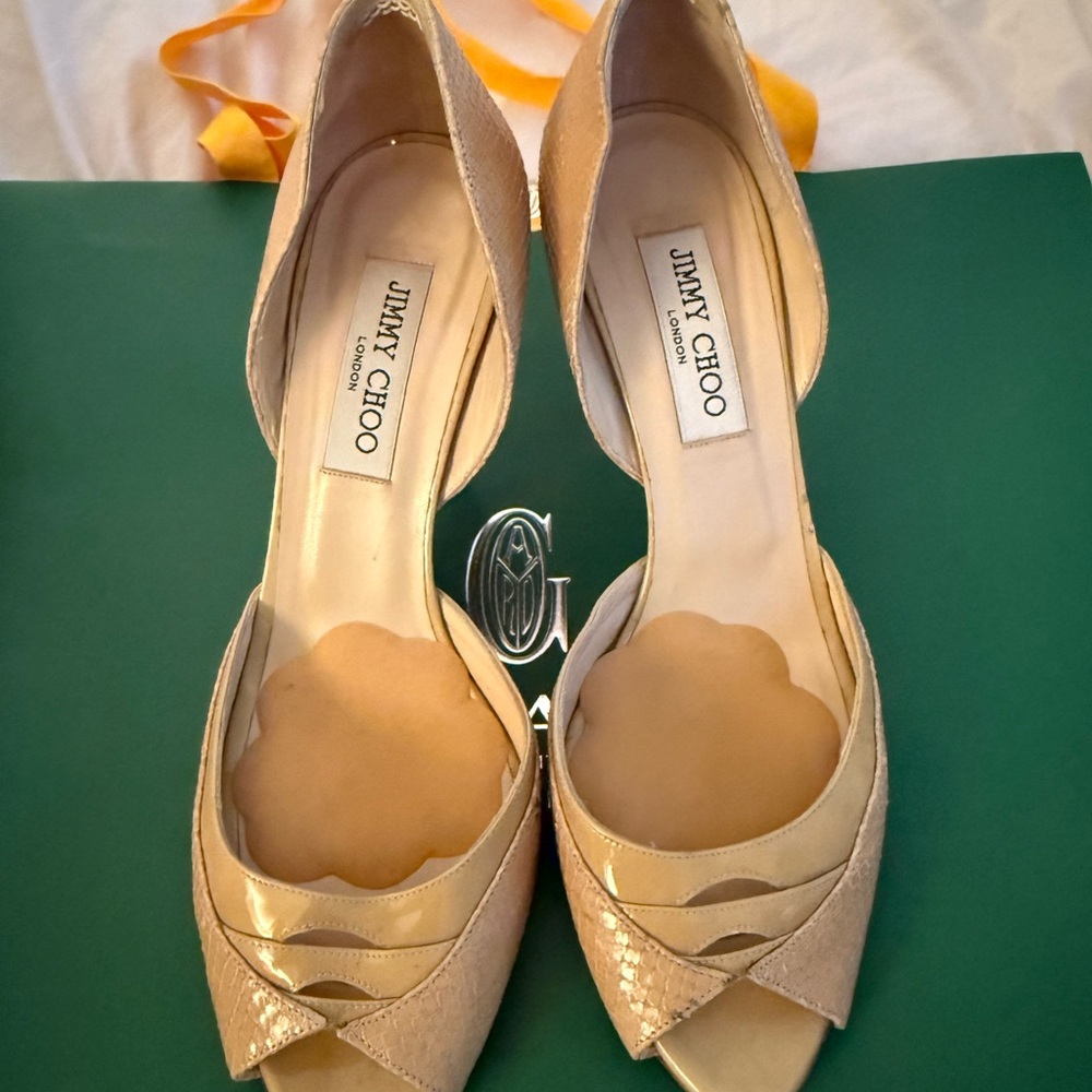 Jimmy Choo Nude Peep-Toe Heels